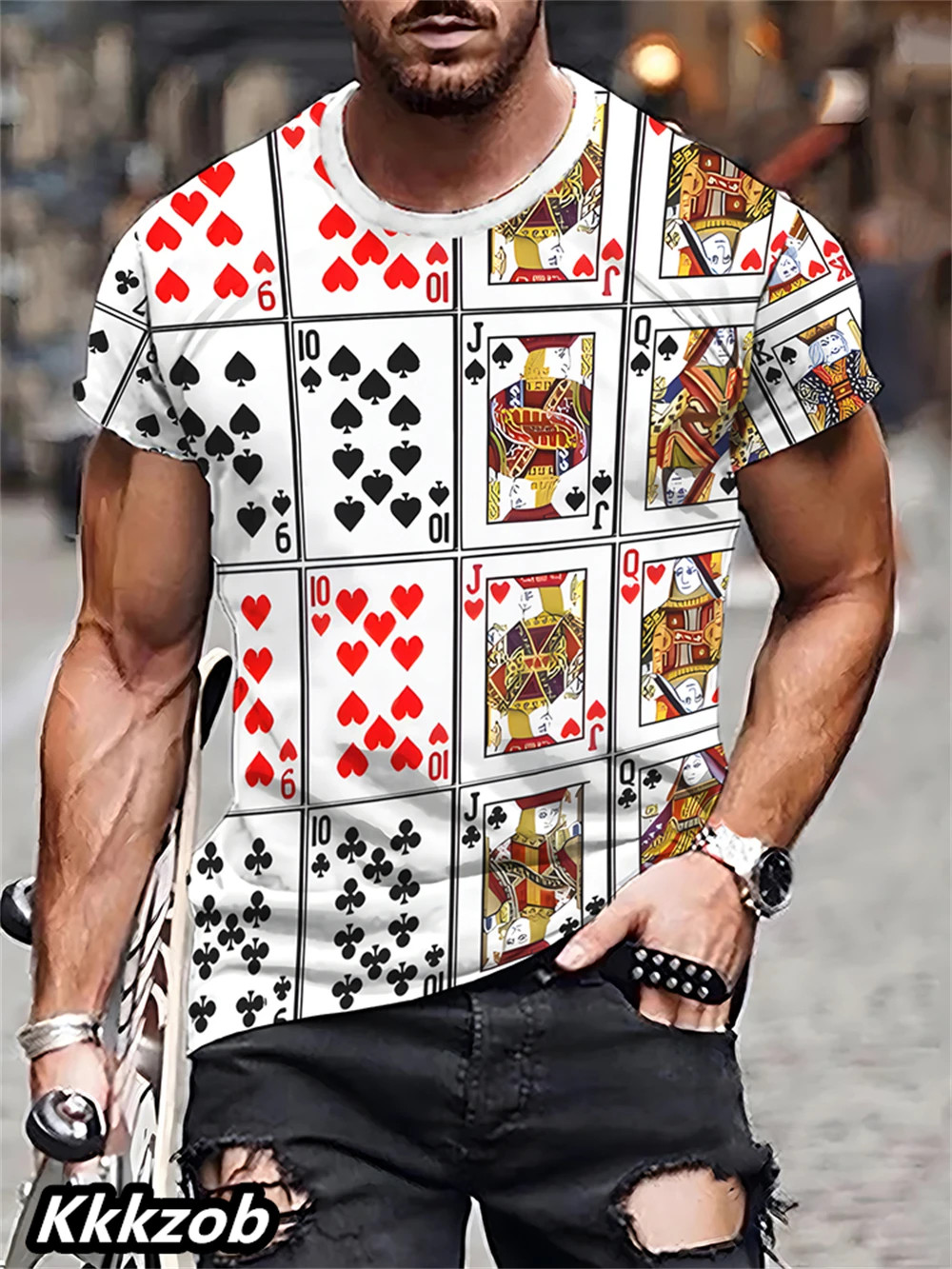 Mens Lion Print Short Sleeve Crew Neck T-Shirt Soft Breathable Casual Wear.