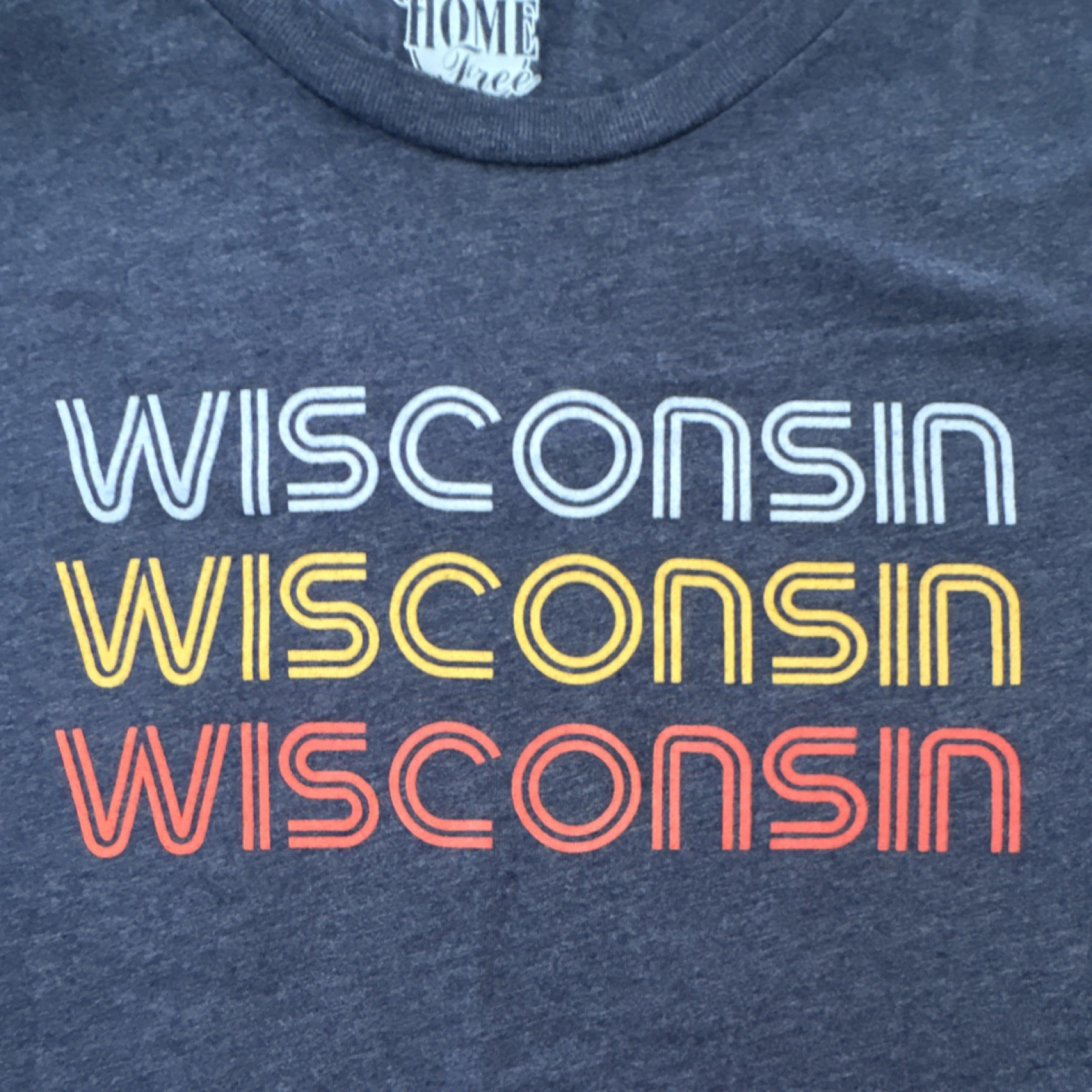 Home Free Wisconsin Graphic T-Shirt 2XL Dark Gray Polyester Cotton Rayon