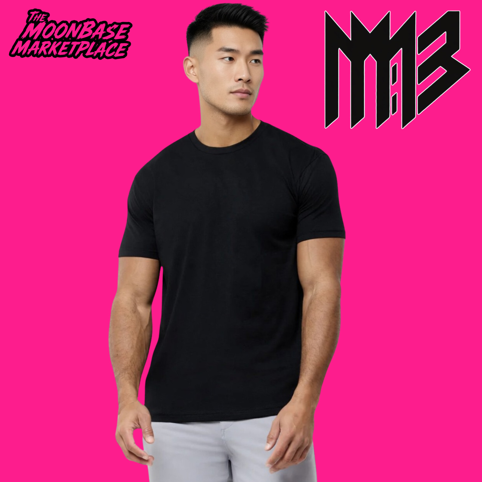 Mens Ultra Soft Premium Black Crew Neck T-Shirt 60/40 Cotton Athletic Fit