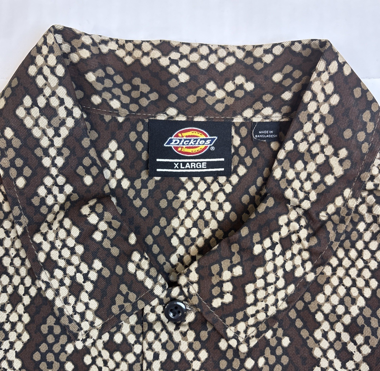 Dickies Button Up Mens Long sleeve Shirt Digital Snake Skin Camo Size XL