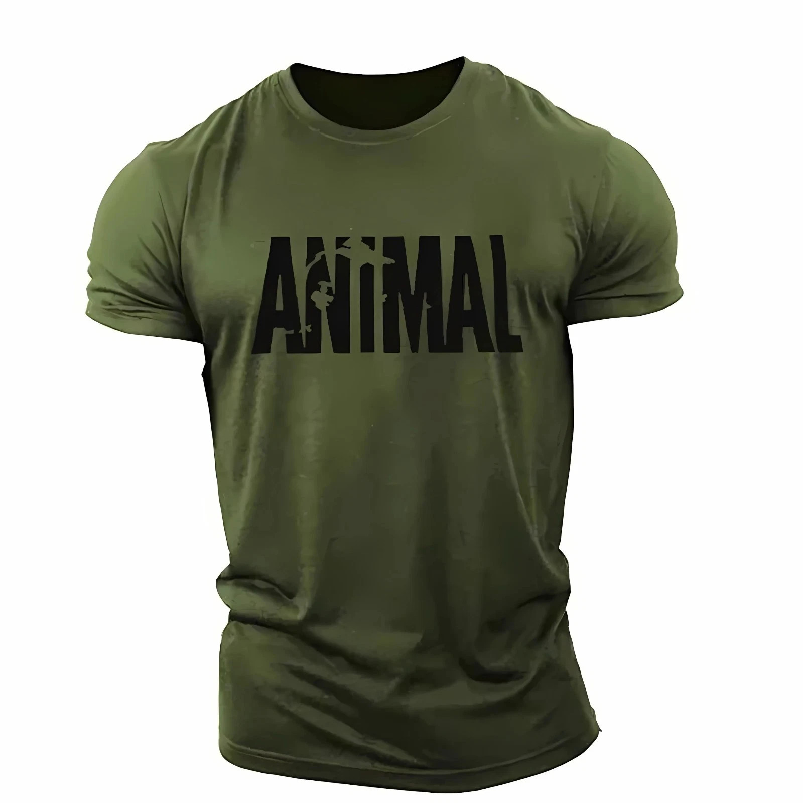 Men Muscle Gym T-Shirts Short Sleeve Workout Athletic Bodybuilding Animal Tee