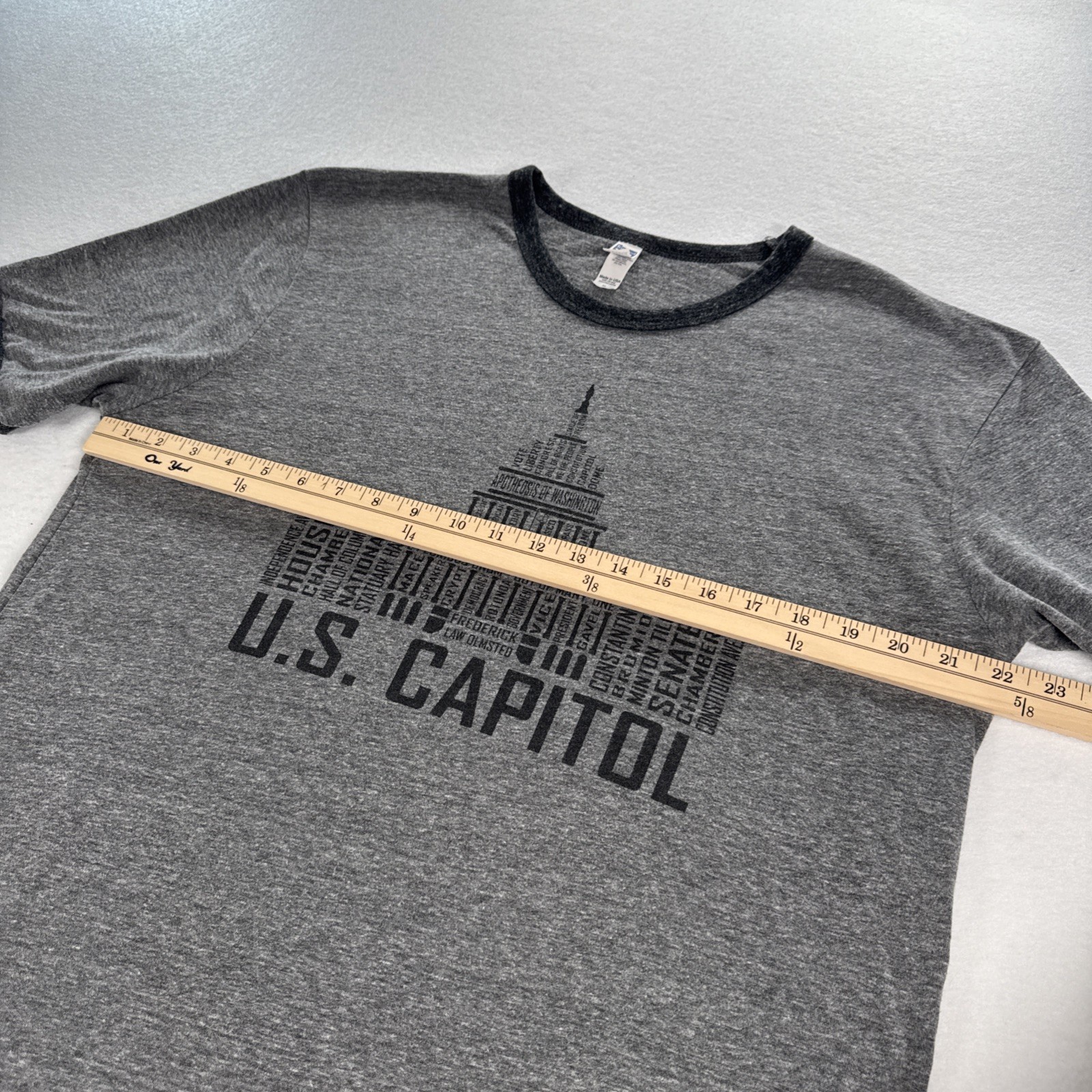 Vintage Washington DC United States Capitol Ringer Shirt Gray Rare Made In USA