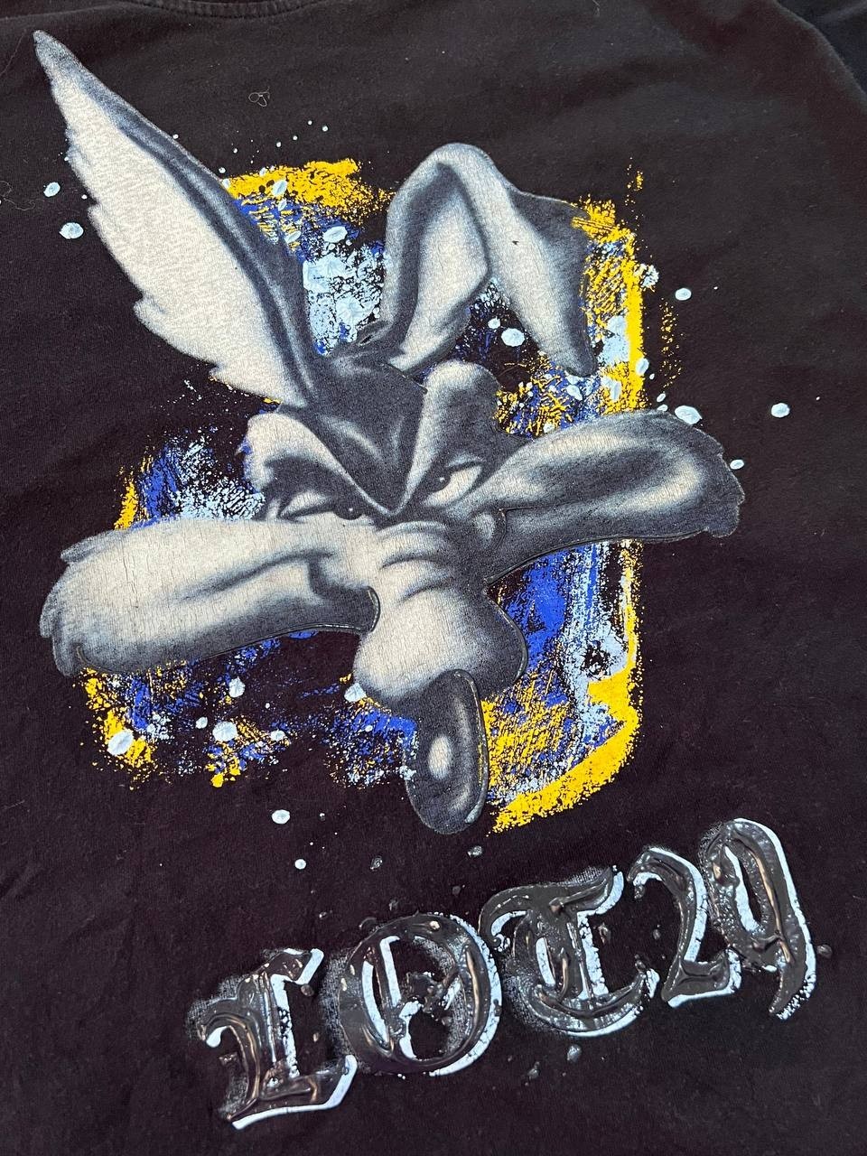 Vintage Lot 29 Luxe Wile E Coyote Shirt XL Black Yellow Looney Tunes Graphic