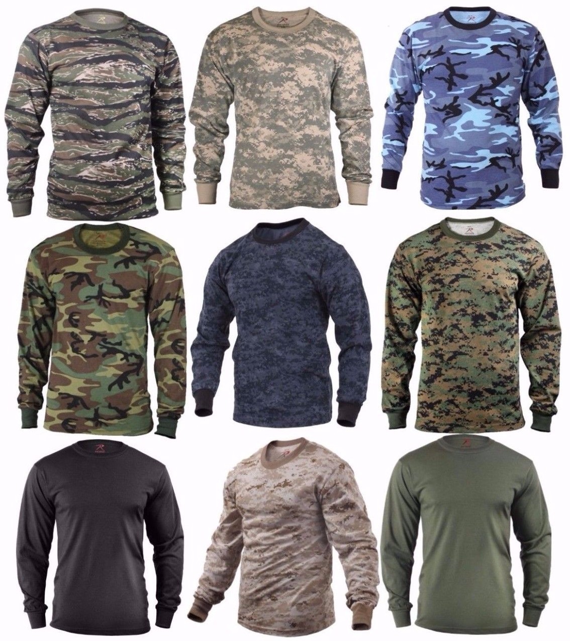 Long Sleeve T-shirt Camouflage Military Tactical (Choose Sizes)