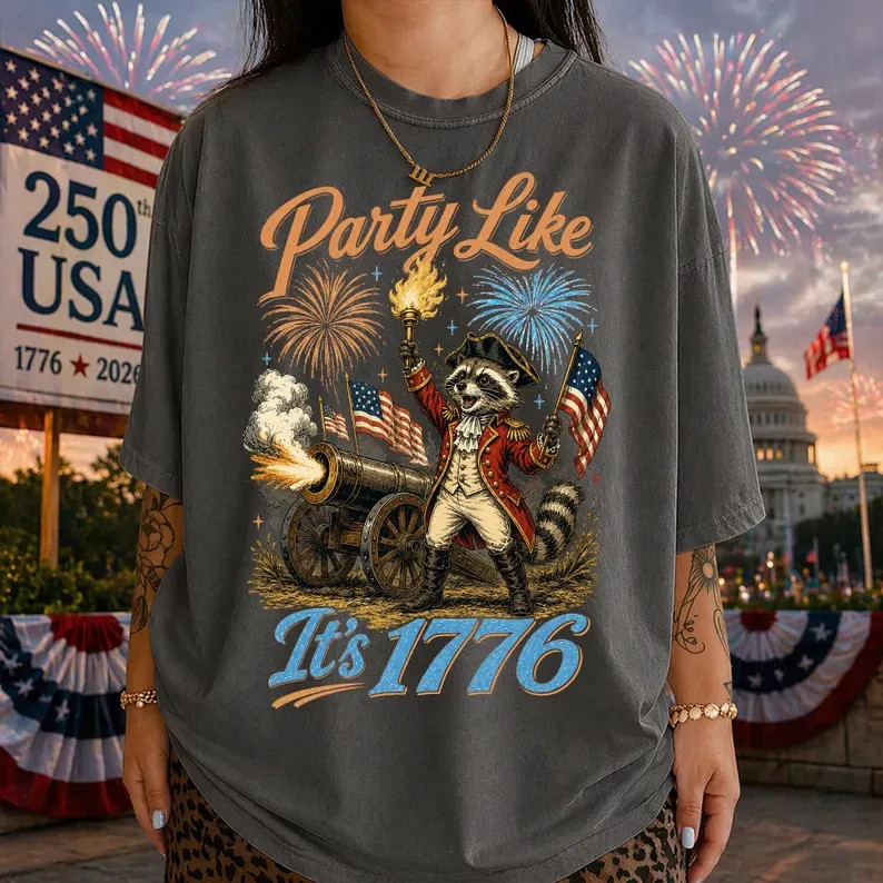 Party Like Its 1776 Shirt, Funny Raccoon Patriotic Tee, 250th Anniversar shirt