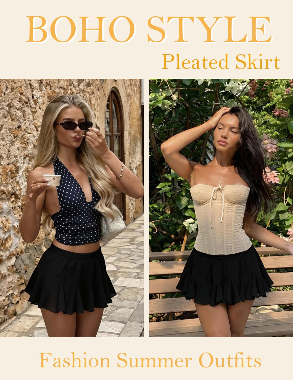 Avidlove Black Skirt for Women Pleated Skater Skirt Basic Casual High Waisted…