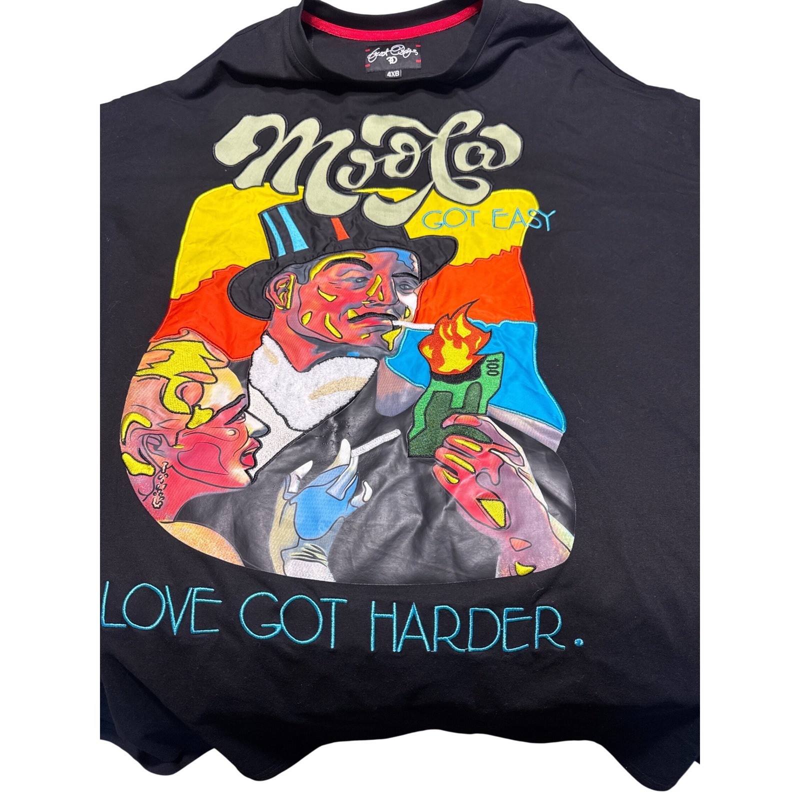 Frost Bit Men’s 4XB T-Shirt Embroidered Moola Got Easy Black Streetwear Hip Hop