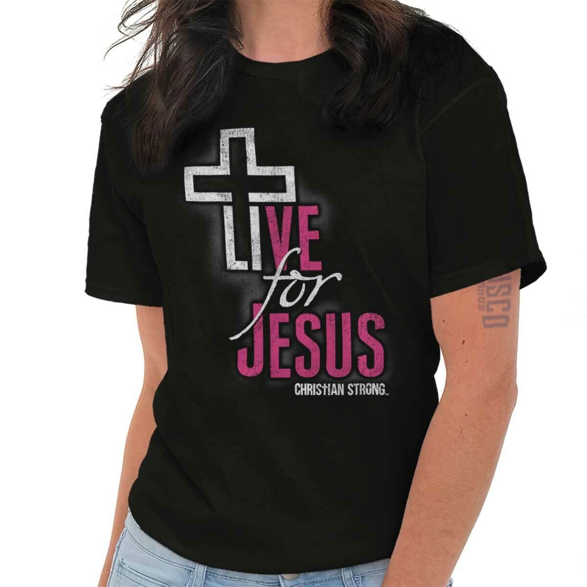 Live For Jesus Christian Bible Religious God Womens or Mens Crewneck T Shirt Tee