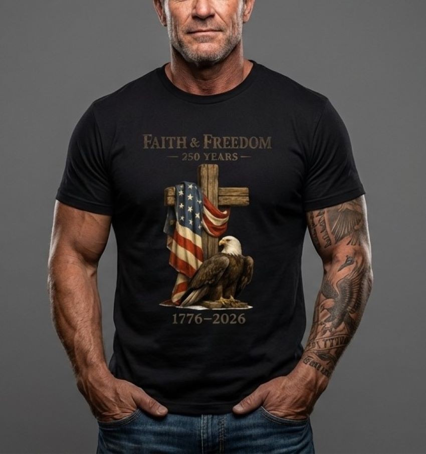 250 Years Anniversary USA T-Shirt America Eagle Faith & Freedom Unisex Cotton