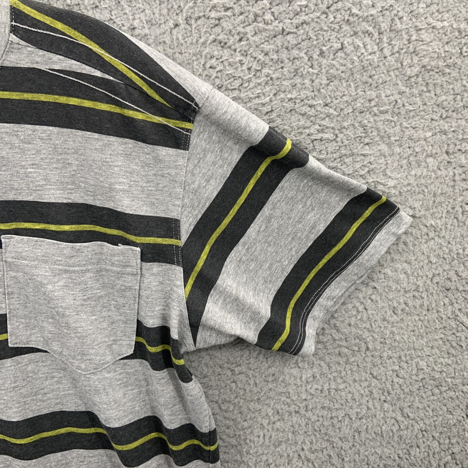 The North Face Shirt Mens Medium Gray Pocket Tee Black Yellow Stripes Pittsburgh