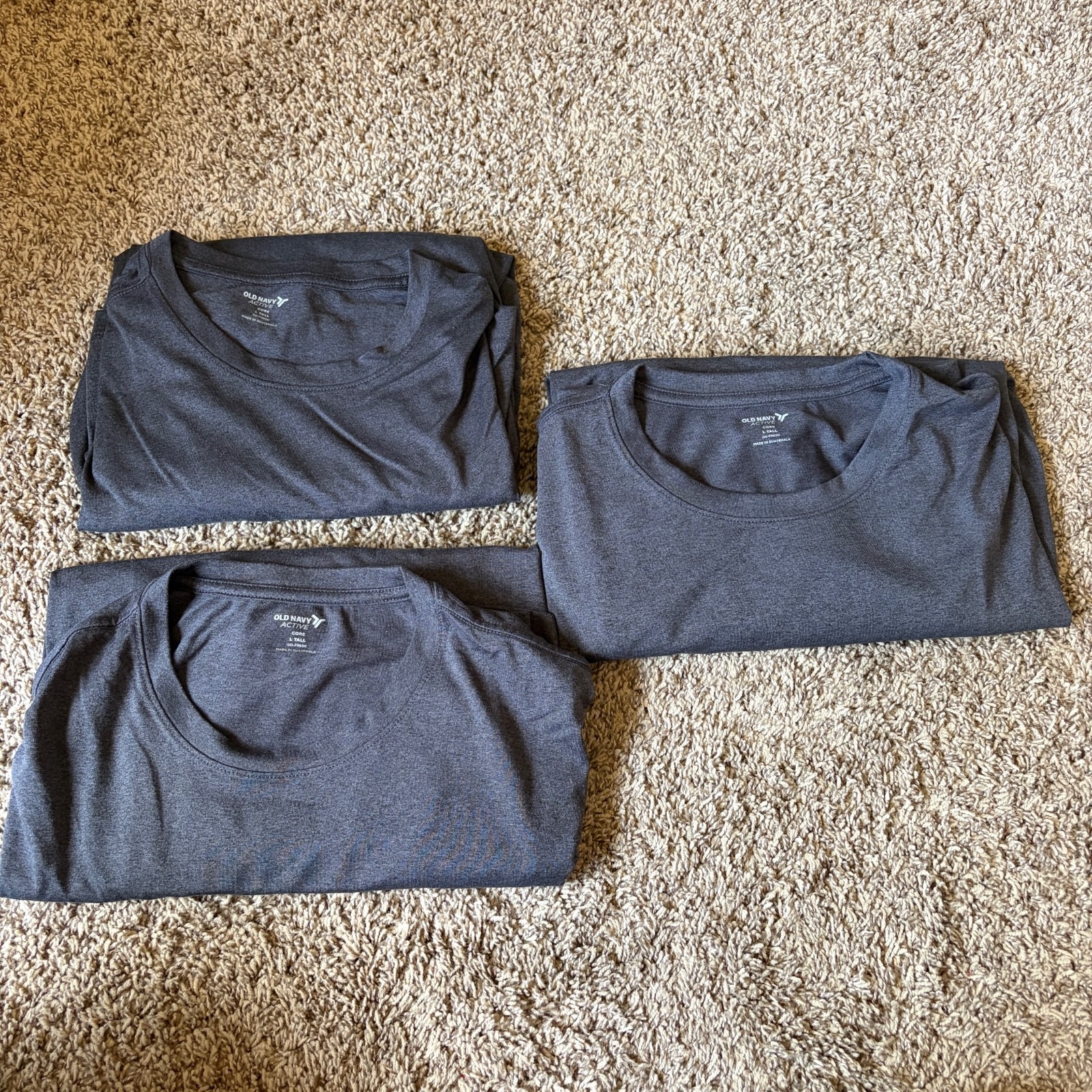 3-Pack Old Navy Men’s Active Core Crew Neck Long Sleeve T-Shirt Large Tall Gray