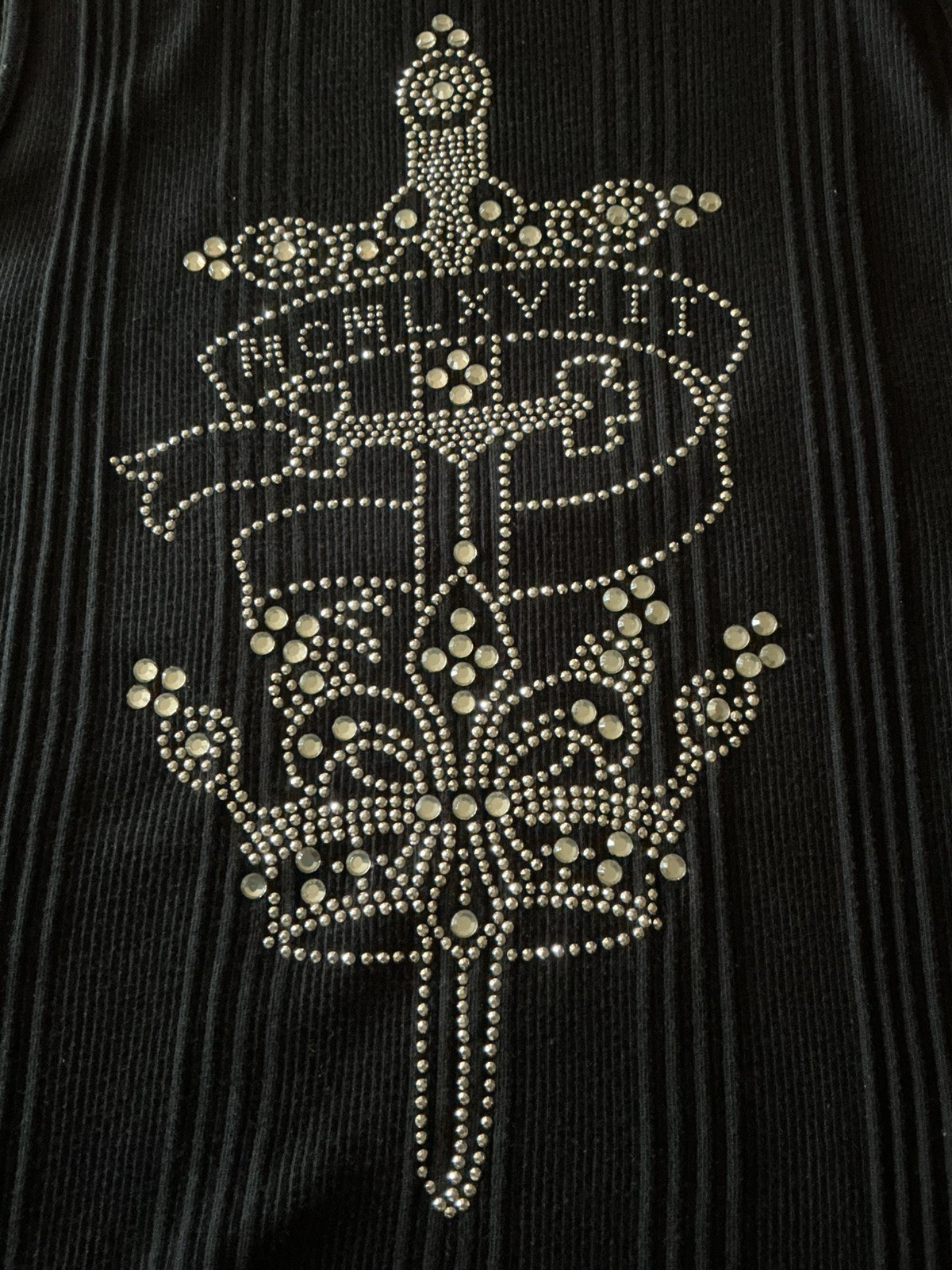 Todd Smith Men’s Swarovski Crystals Black Muscle Shirt Size M 100% Cotton
