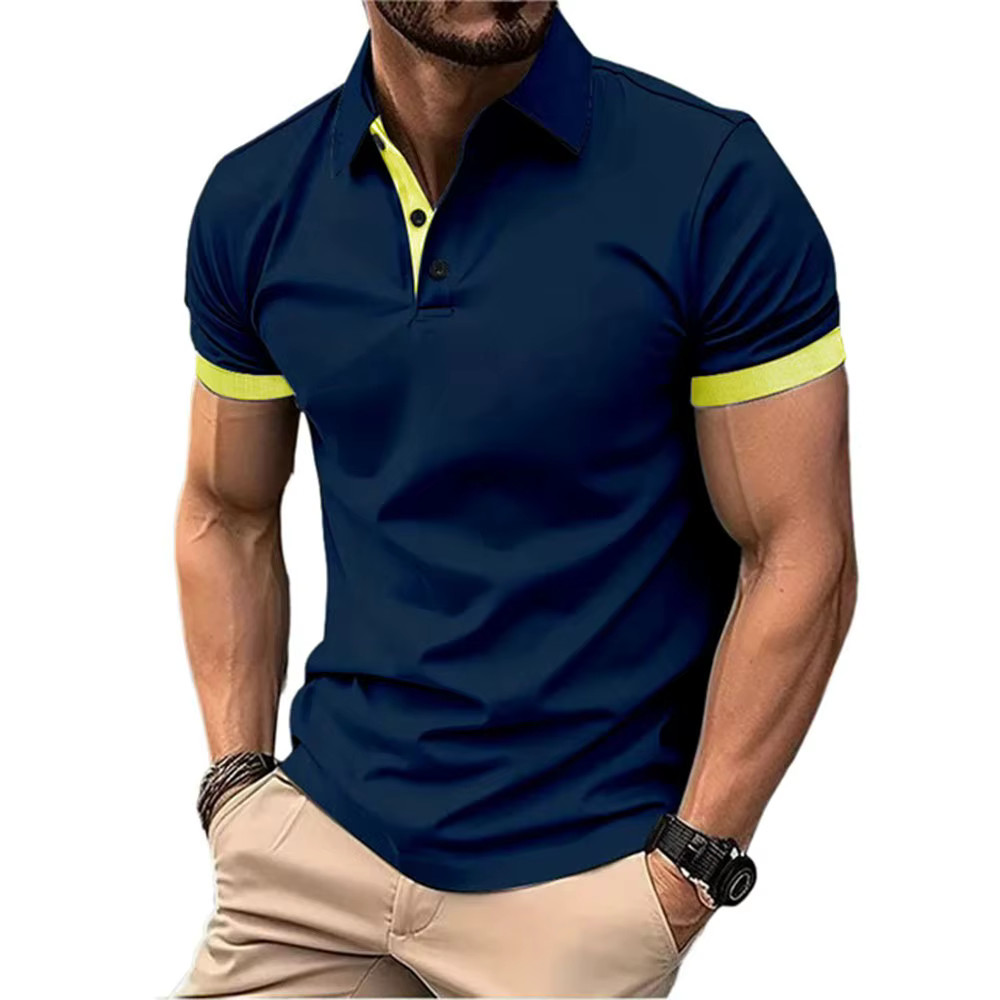 Men’s Color Polo Shirt Slim Fit Casual Gym Tshirt Fashion Tee English Style Gift