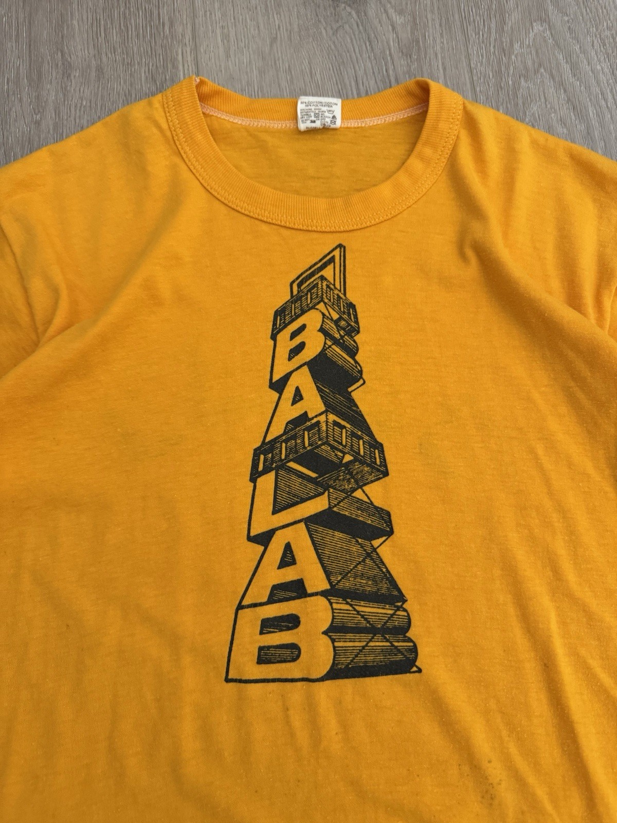 vintage 70s BALAB Russell Athletic Tee L USA Single Stitch Text Tower Shirt True