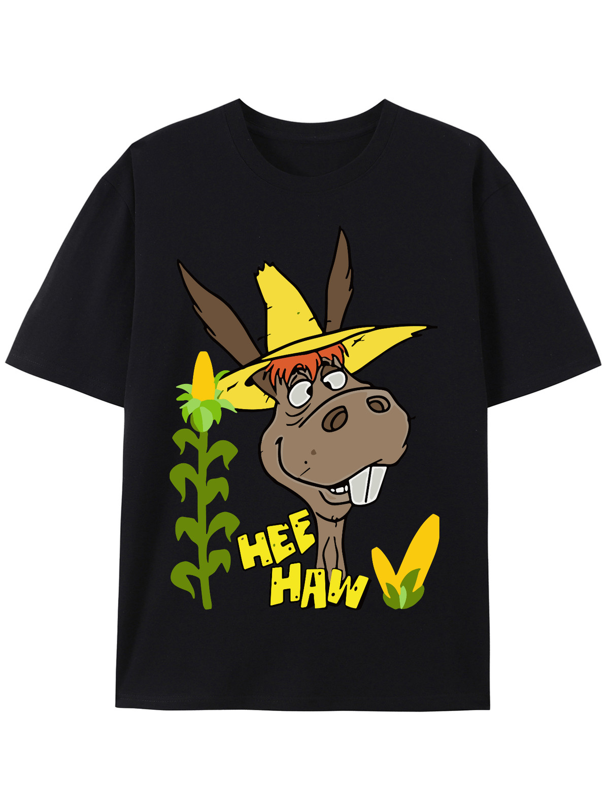 Funny Hee Haw Donkey Graphic T-Shirt Vintage Farm Animal Humor Casual Tee