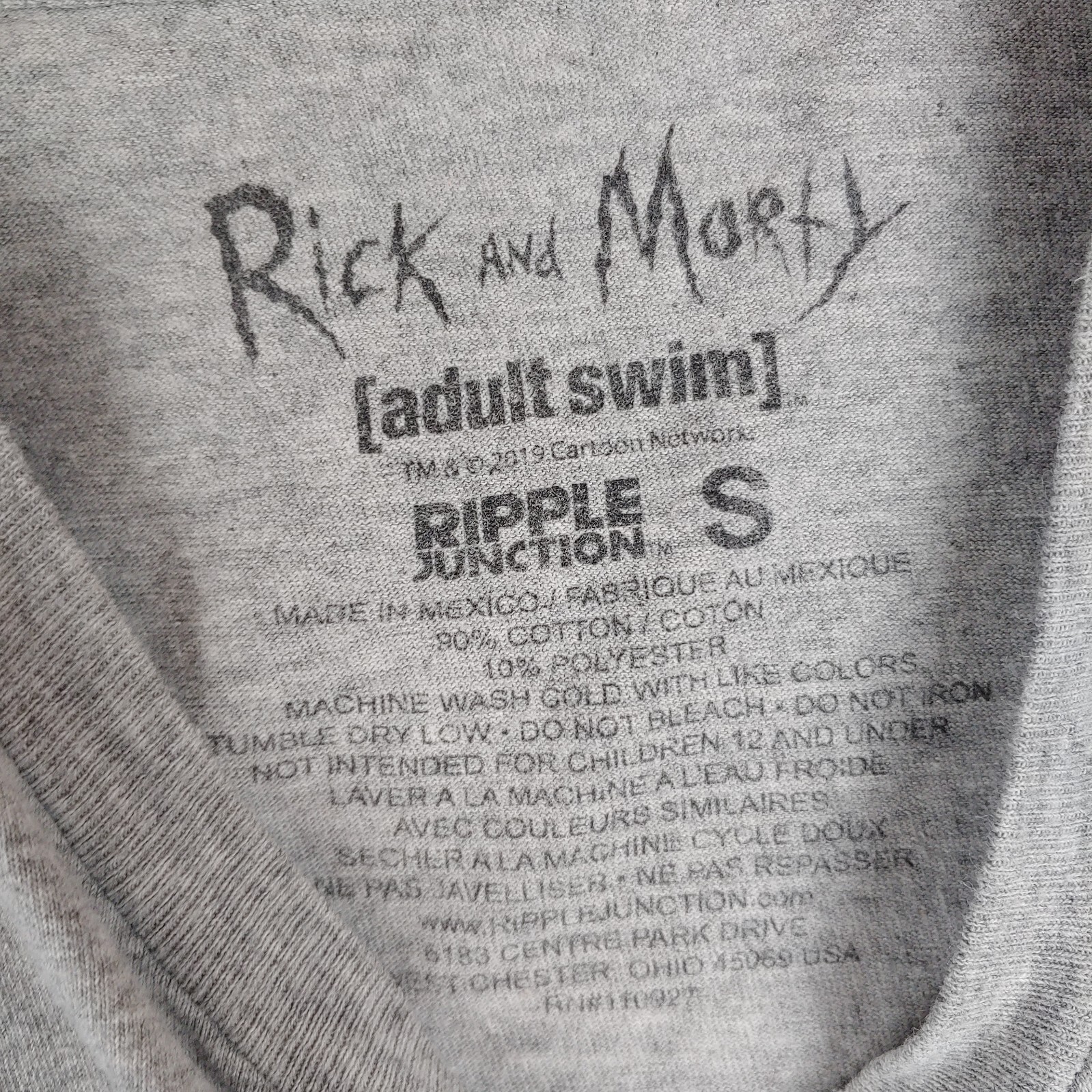Rick & Morty T Shirt Mens S Gray Riders Handbook Graphic Print Adult Swim 2019