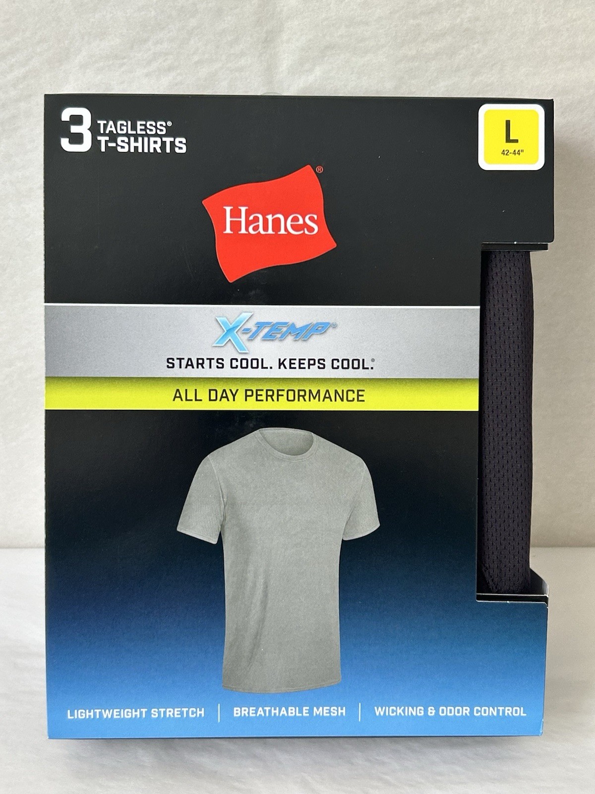 NEW Hanes 3-PACK T-shirt Tee X-Temp Breathable Mesh Stretch Wicking LARGE (HB13)