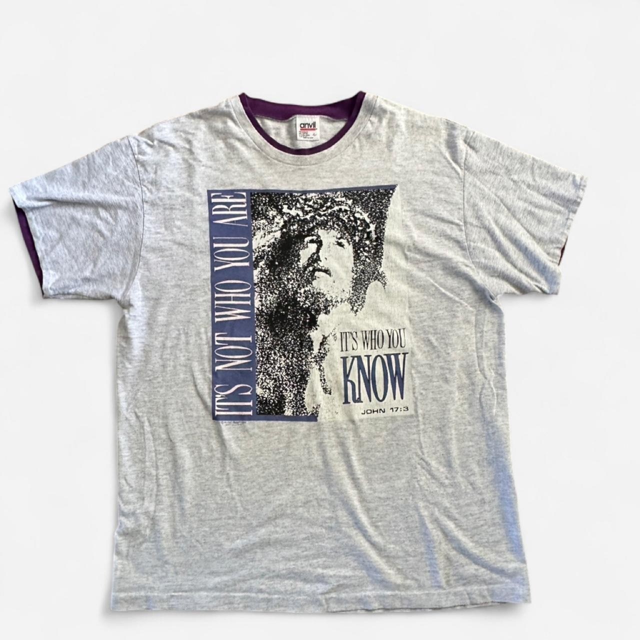 90’s Vintage Grail Jesus Shirt “It’s Not Who You Are. It’s Who You Know” Size L