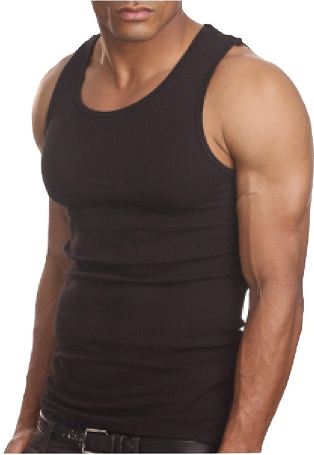 3 Men’s A-Shirt Wife Beater Tank Top Undershirt BLACK Egyptian Cotton SMALL-2X