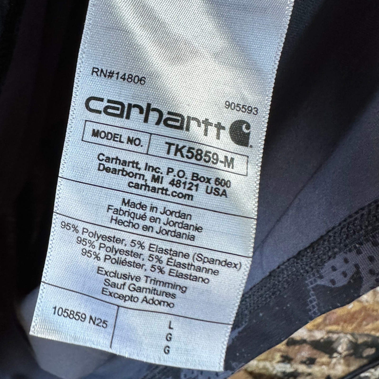Carhartt LWD BLK Camo Short Sleeve T-Shirt Black Mens Large Logo Relaxed