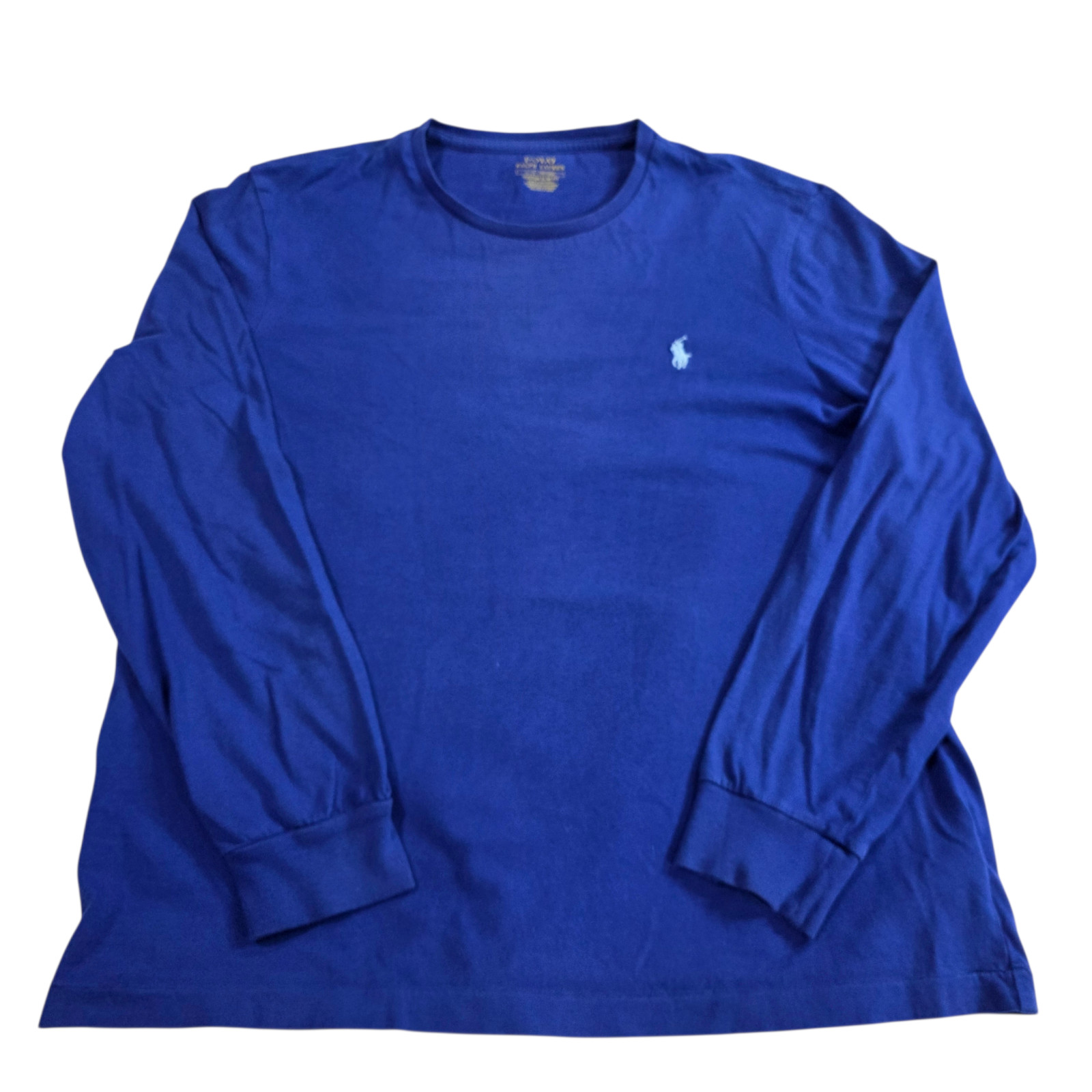 Polo Ralph Lauren T-Shirt Mens Large Blue Custom Slim Fit Crew Neck Long Sleeve