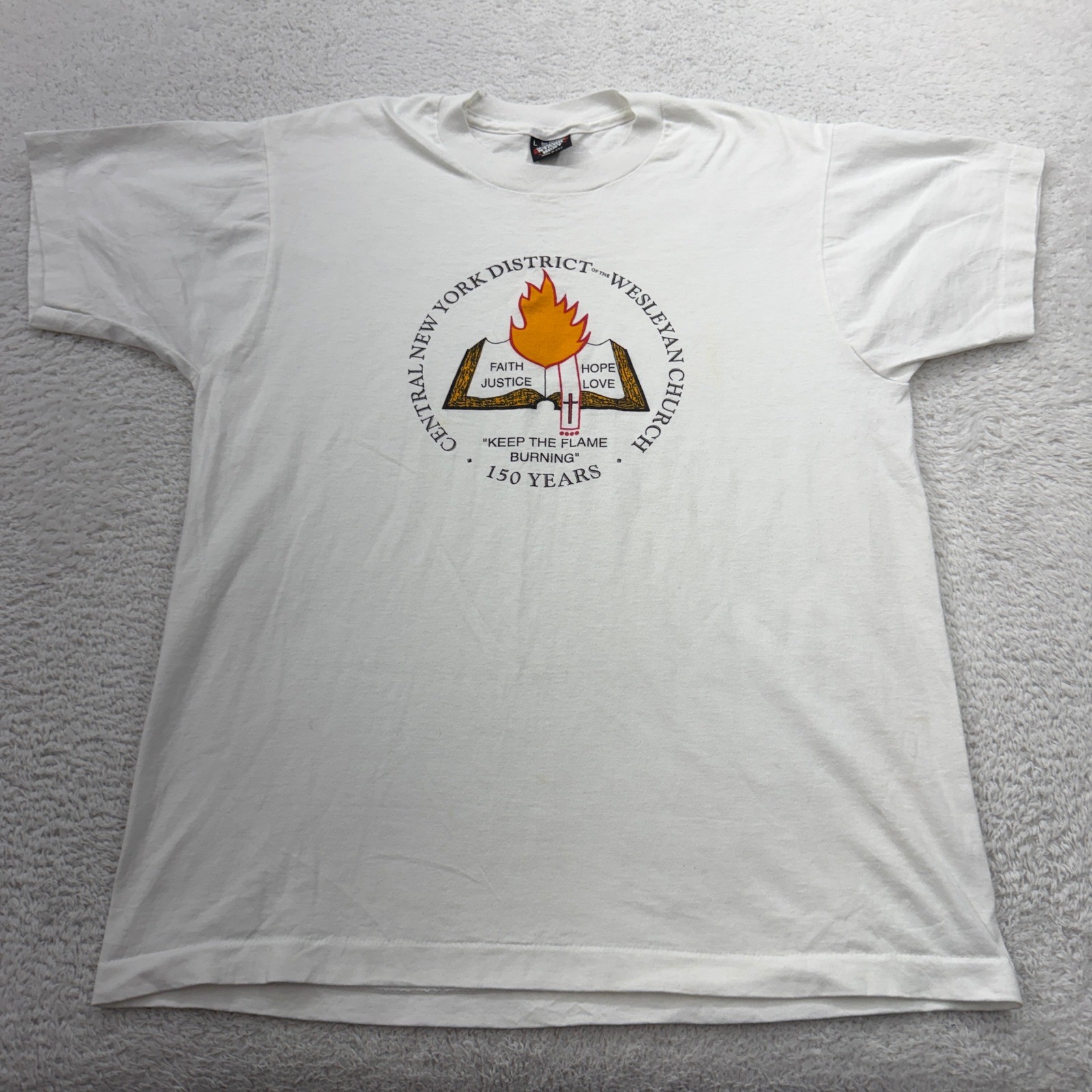 VTG 90s Central New York District Wesleyan Church Graphic T Shirt Mens L White