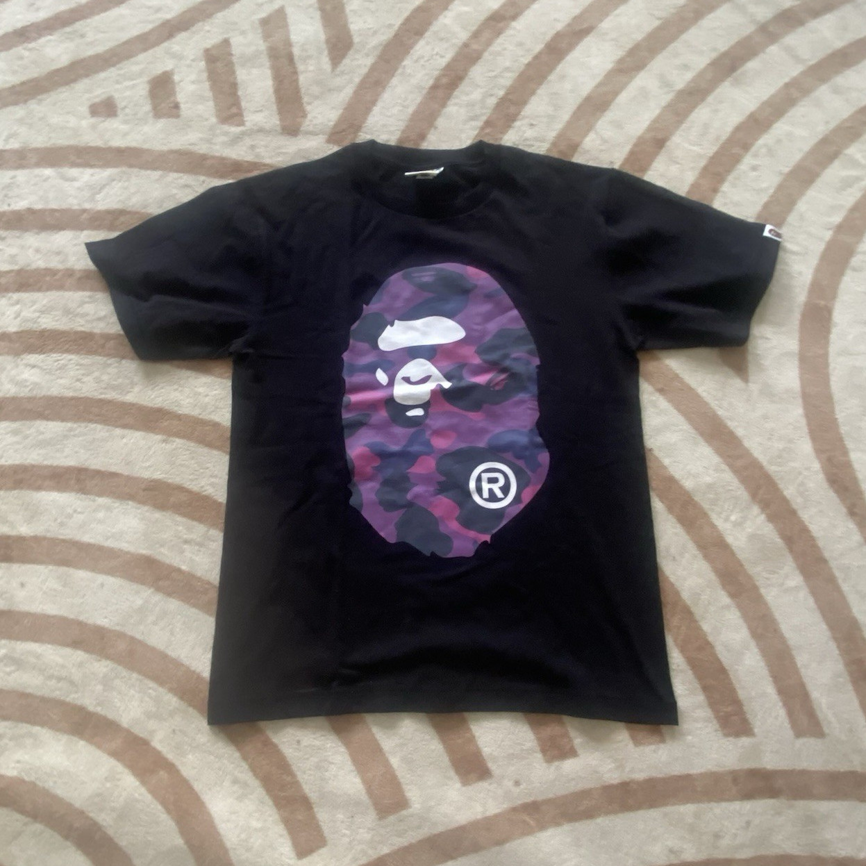 A Bathing Ape BAPE Men’s Black Camo Ape Head Logo Cotton T-Shirt M/L