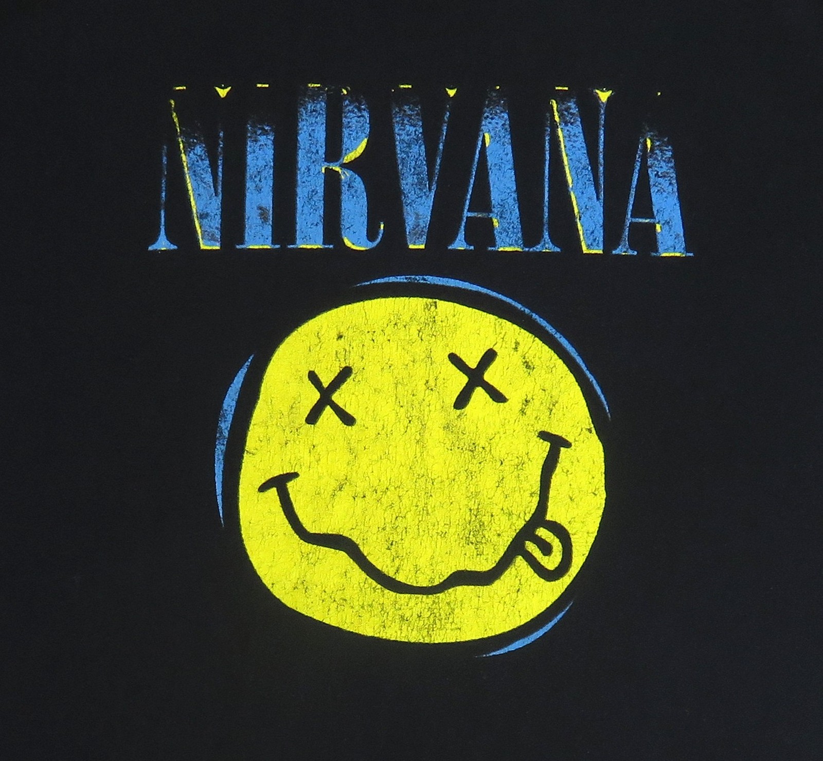 Nirvana T Shirt Classic Modern Retro Smiley Face Seattle Grunge Faded Distressed