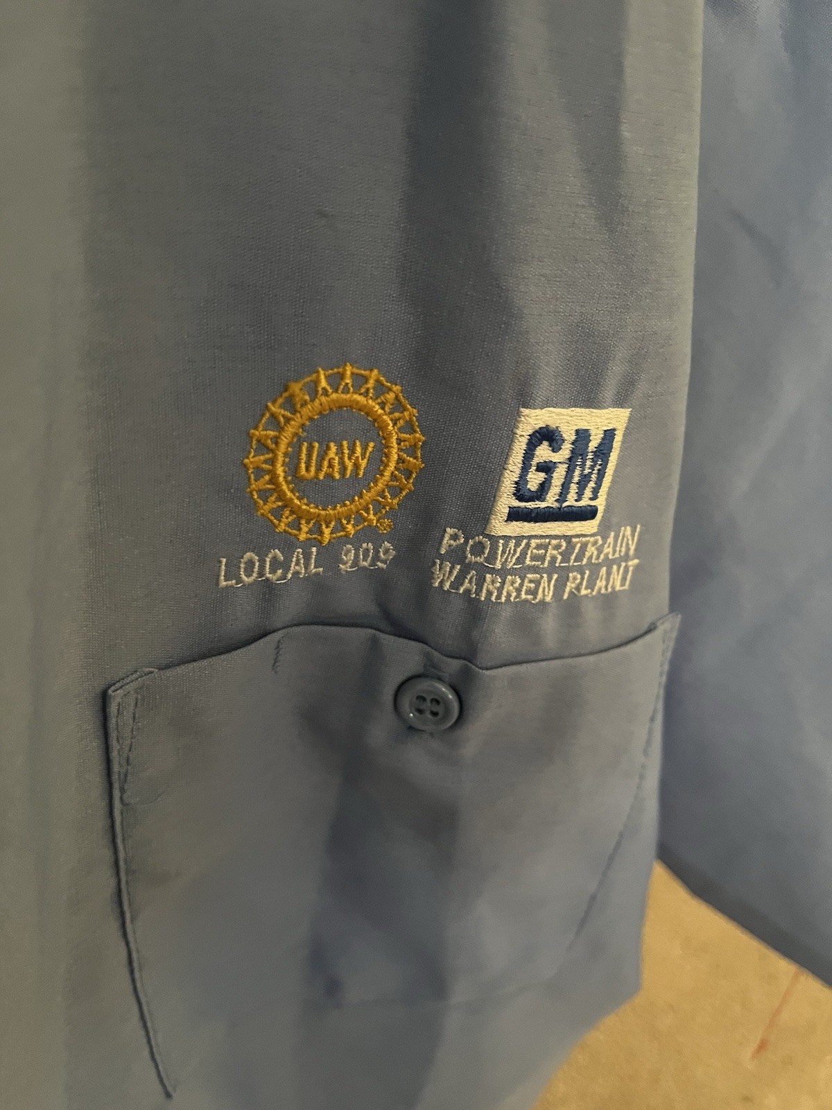 (4) Vintage GM Powertrain Warren Plant UAW Local 909 Uniform ShirtS USA Made XL