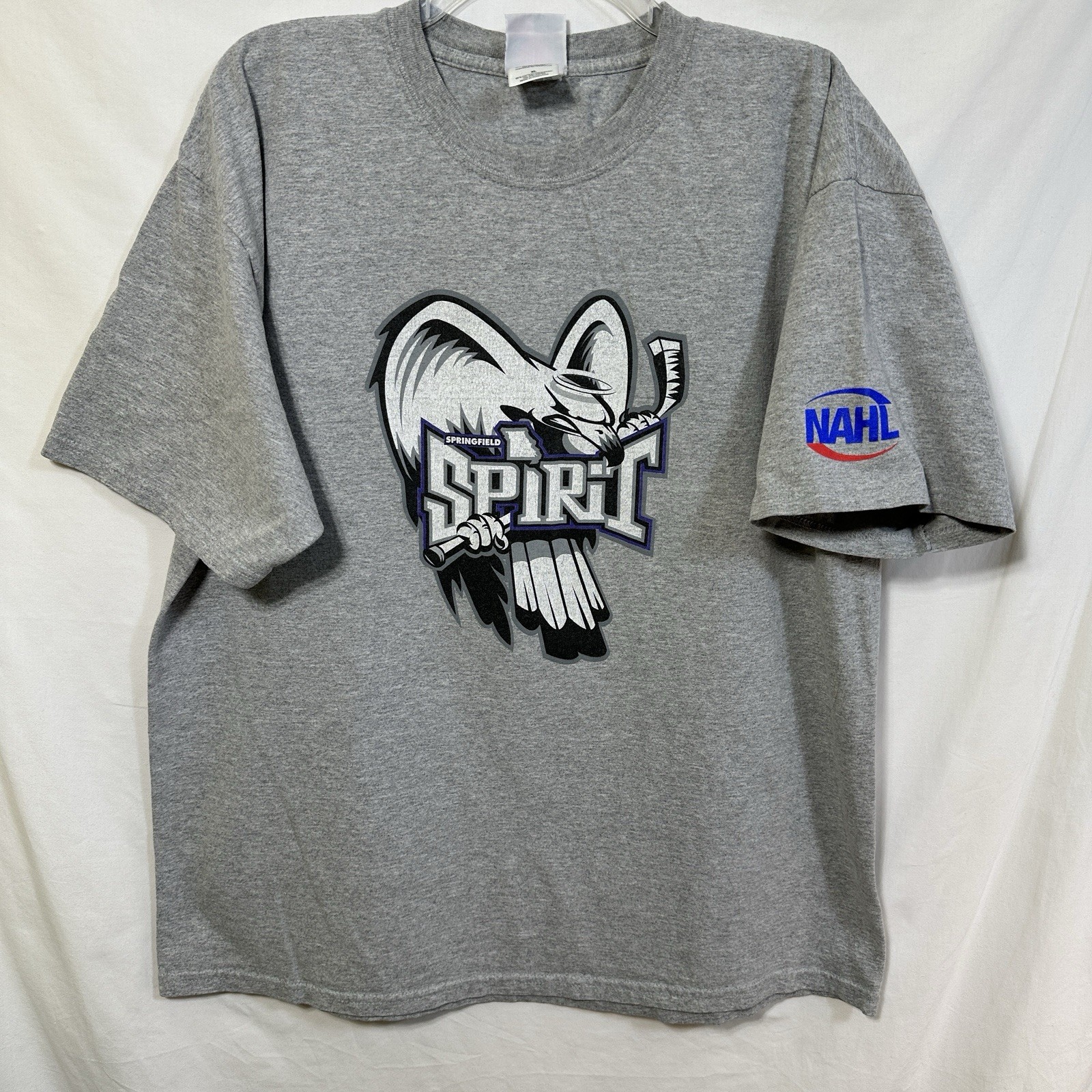 Vintage Springfield Spirit NAHL Hockey T-Shirt Stay Mad XL Tee Aggressive Halo
