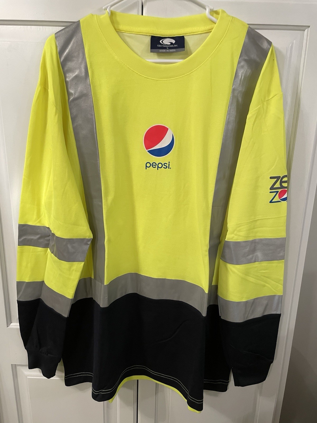 Pepsi Shirt Mens Large High Vis Employee Uniform Reflective Safety Long Sleeve