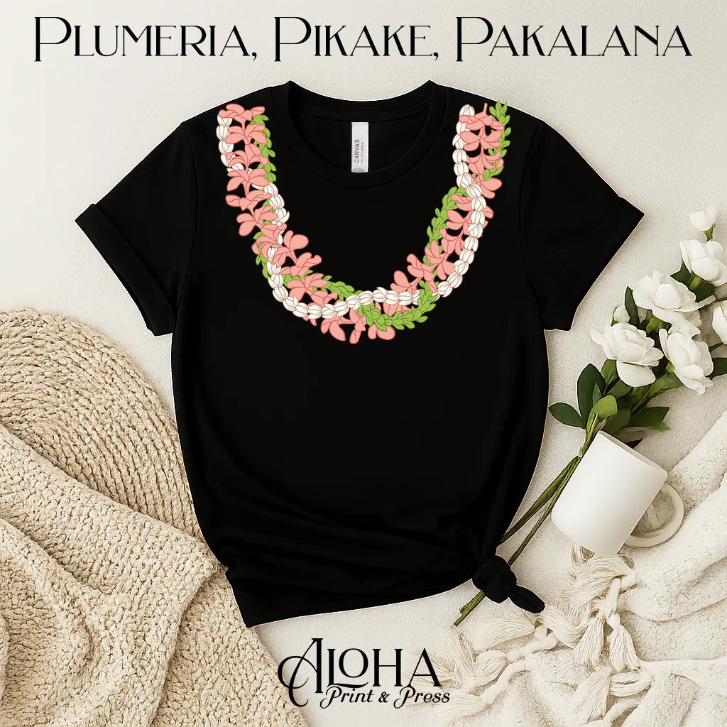 Hawaiian Lei Shirt – Plumeria & Pikake Floral Tee