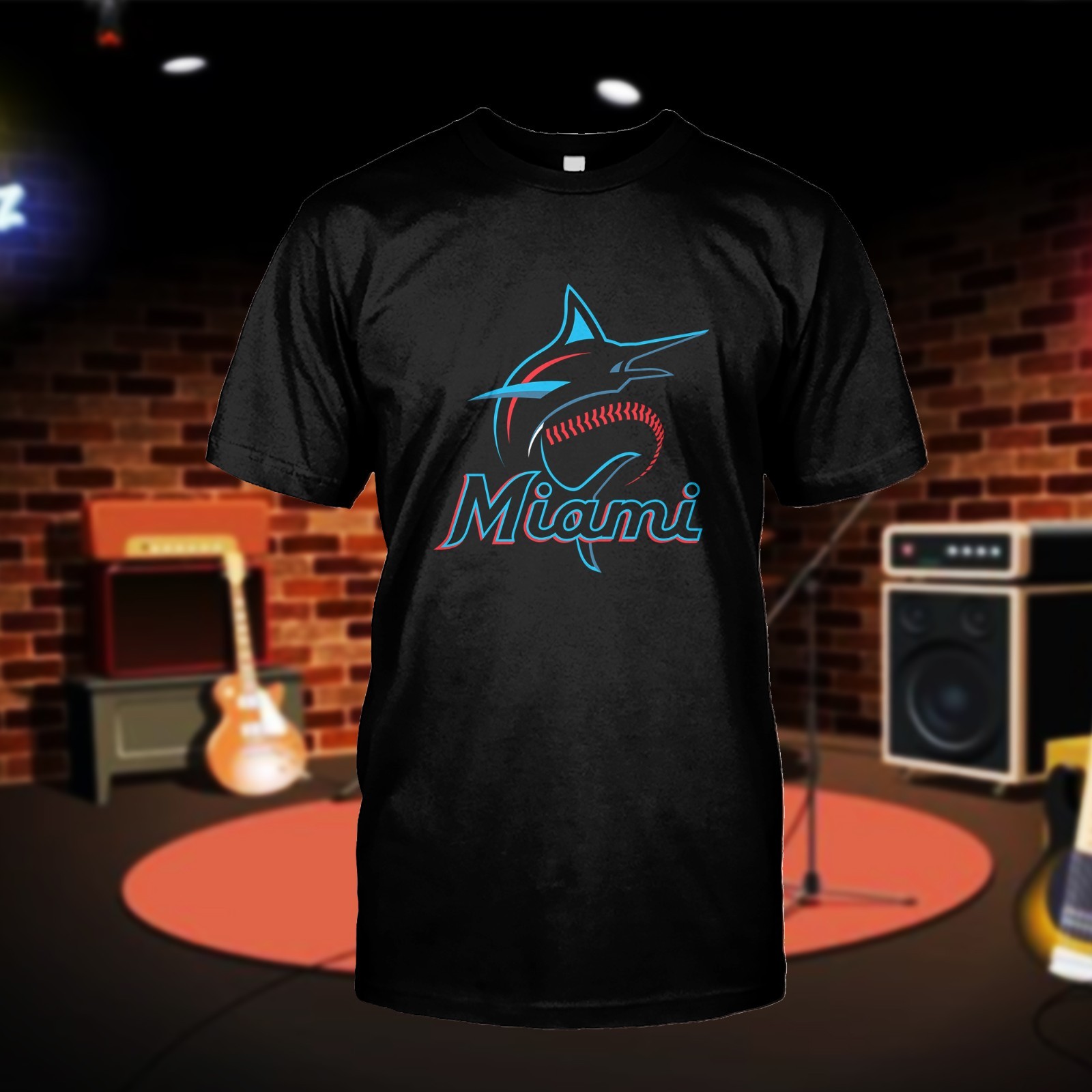 Miami Marlin Logo T-Shirt Funny Size S-5XL Made in USA