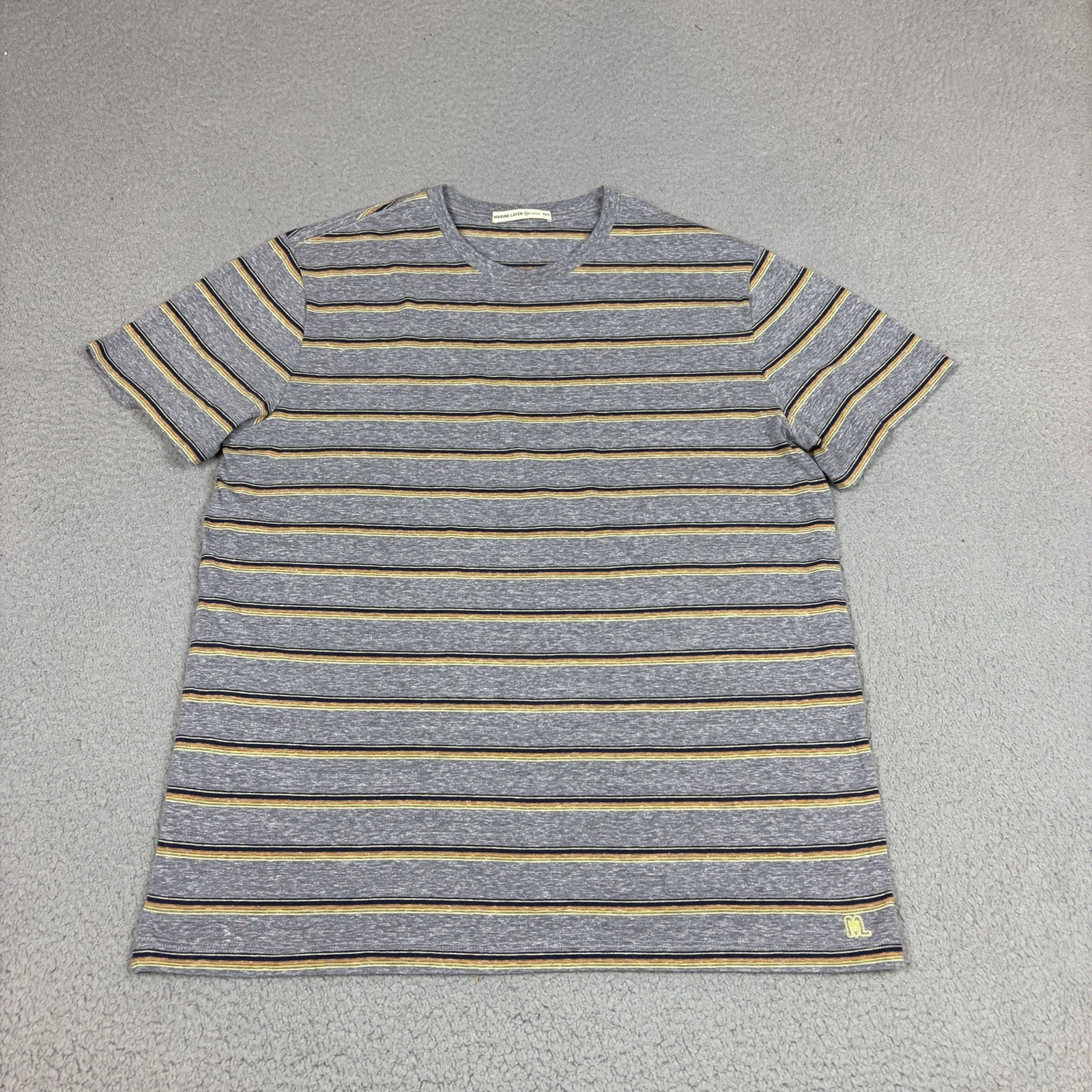 Marine Layer T Shirt Mens M / L Gray Black Striped Cotton Blend Casual Tee
