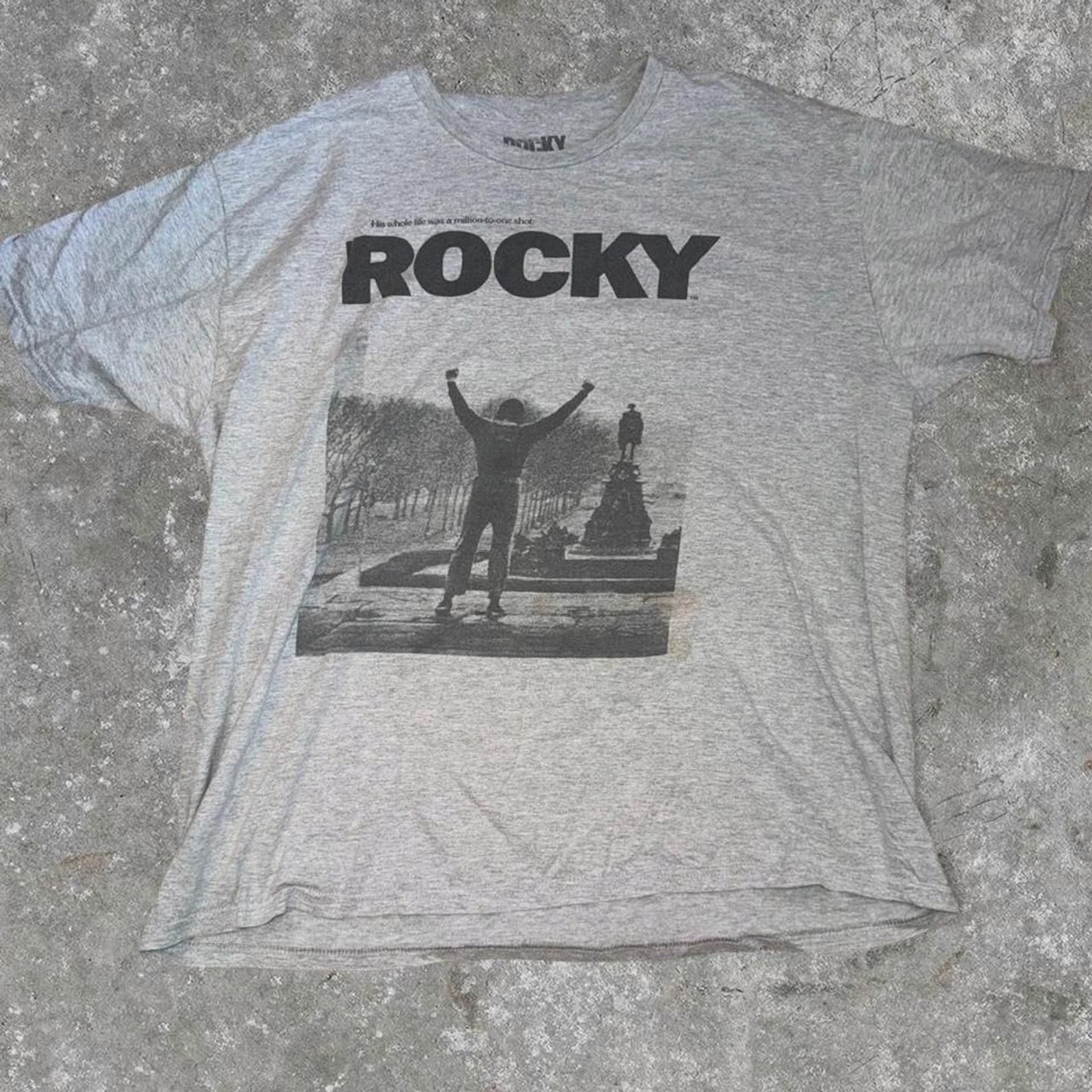Rocky Movie Graphic T-Shirt Men’s Gray Rocky Balboa Boxing Training Tee Size 2XL