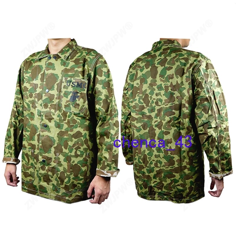 WWII US Army Solider USMC Pacific Camo Jacket Cotton Reversible Coat Casual Tops