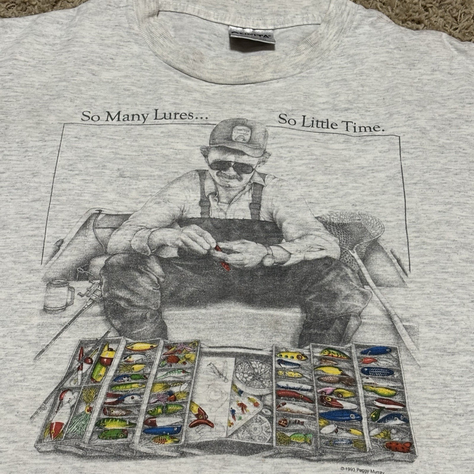 So Many Lures So Little Time Oneita Graphic T Shirt Men’s Size XXL Made In USA