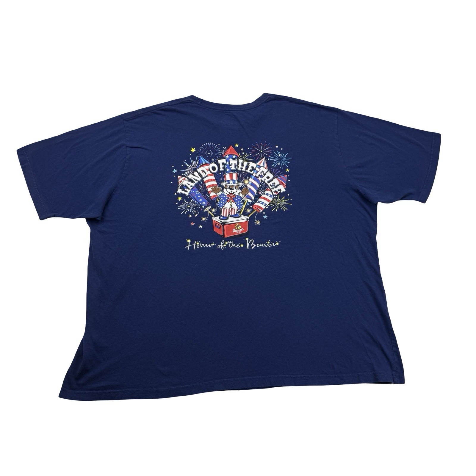 Buc-ees Shirt Mens 4X Blue Fireworks Land of the Free Home of the Brave