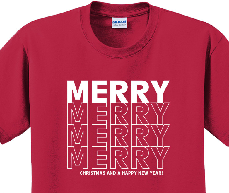 Merry Christmas Holiday T-Shirt Short Sleeve Graphic Tee Unisex apparel Text