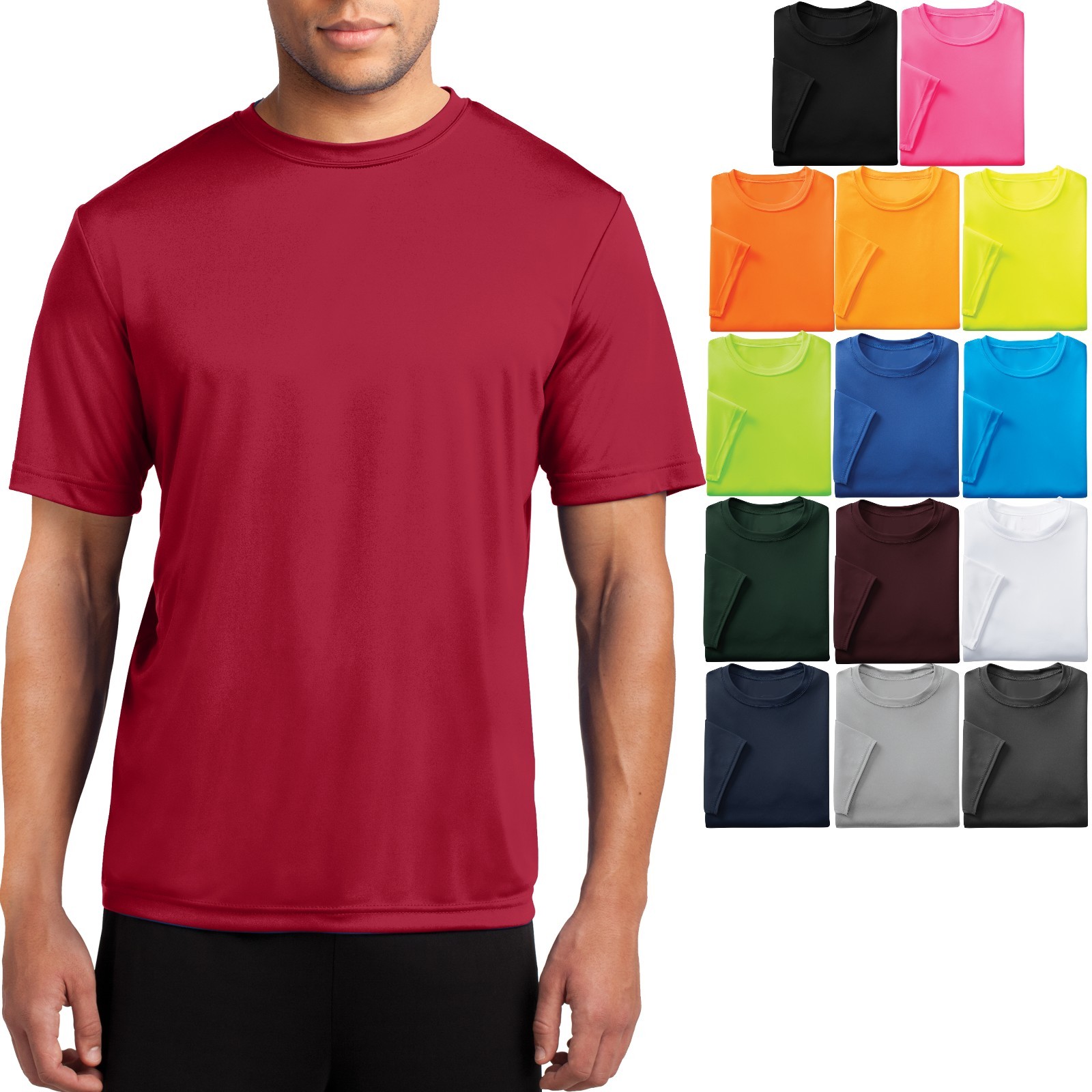 Men’s Moisture Wicking T-Shirt Workout Performance Tee S, M, L, XL, 2X, 3X, 4X