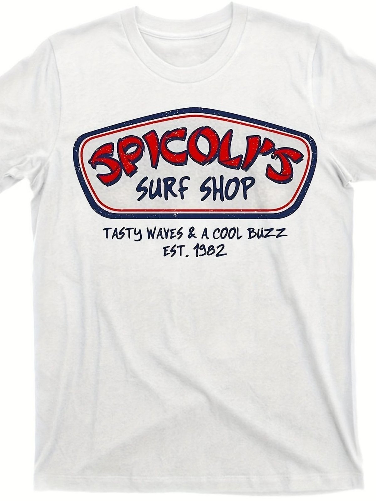 Plus Size Men’S T-Shirt Retro Surf Shop Graphic Tee, Spicoli’S Short Sleeve Ca