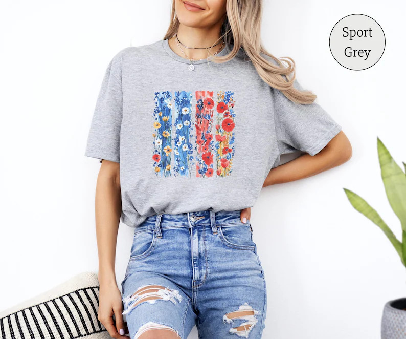 Watercolor Flower Comfort Tee Aesthetic Floral Design Soft Casual Shirt Gift