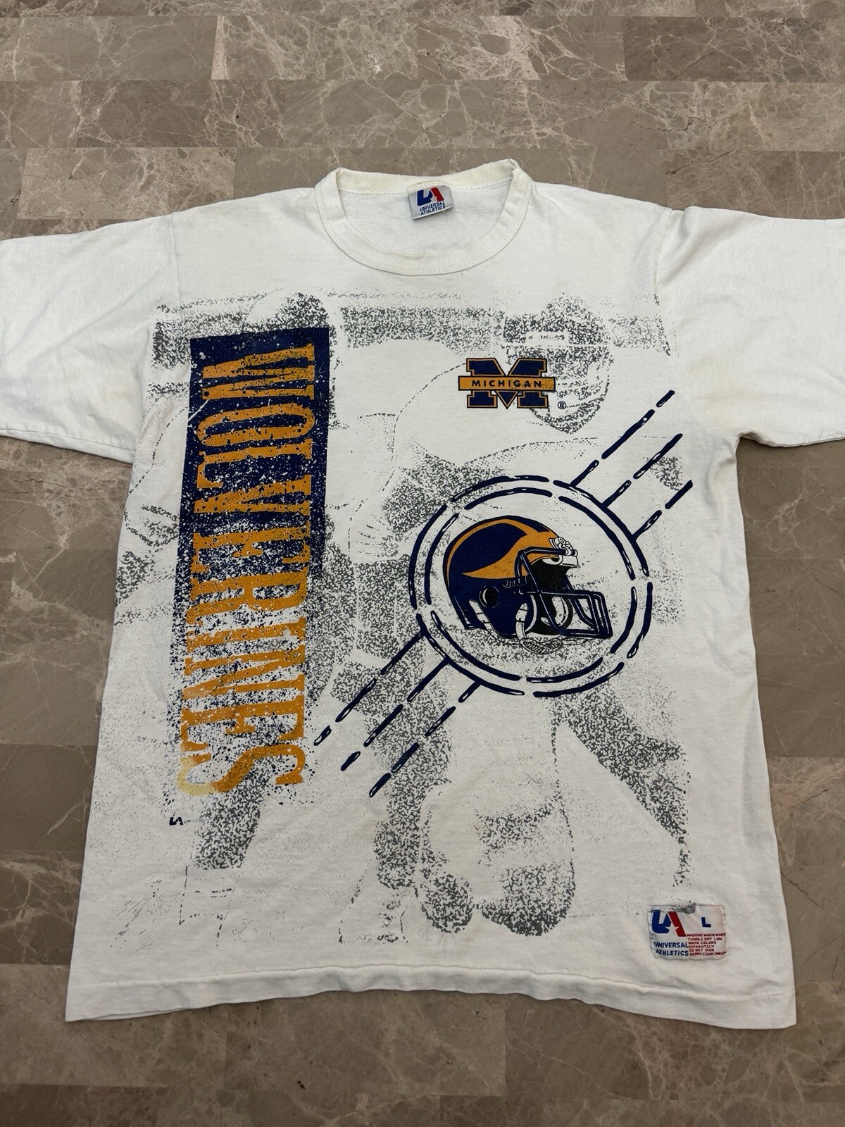 Vintage Michigan Wolverines Shirt Mens Large 90s University Football Sports AOP
