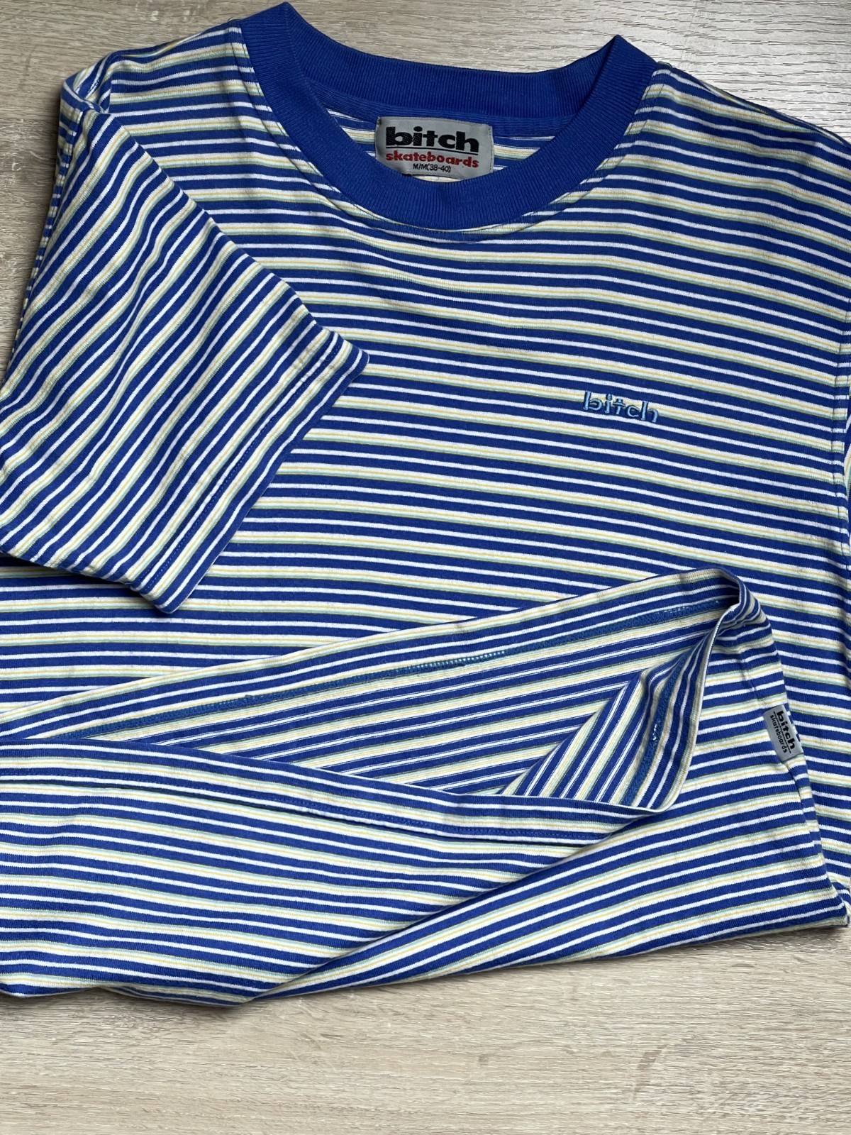 Vintage Bitch Skateboards Striped T Shirt Men’s Size Medium 90S