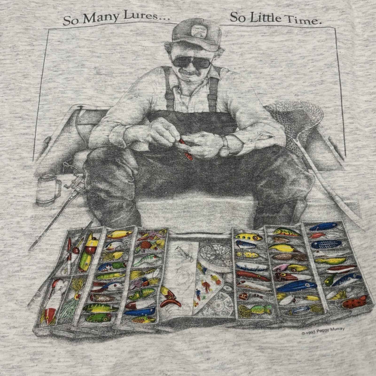 So Many Lures So Little Time Oneita Graphic T Shirt Men’s Size XXL Made In USA