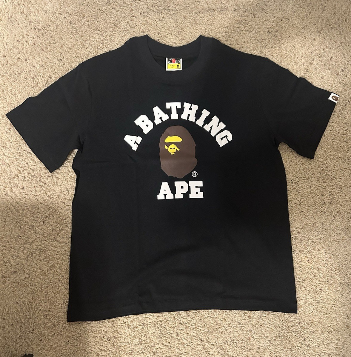 A Bathing Ape Men’s Black Ape Head Graphic Logo Crew Neck T-Shirt Size M