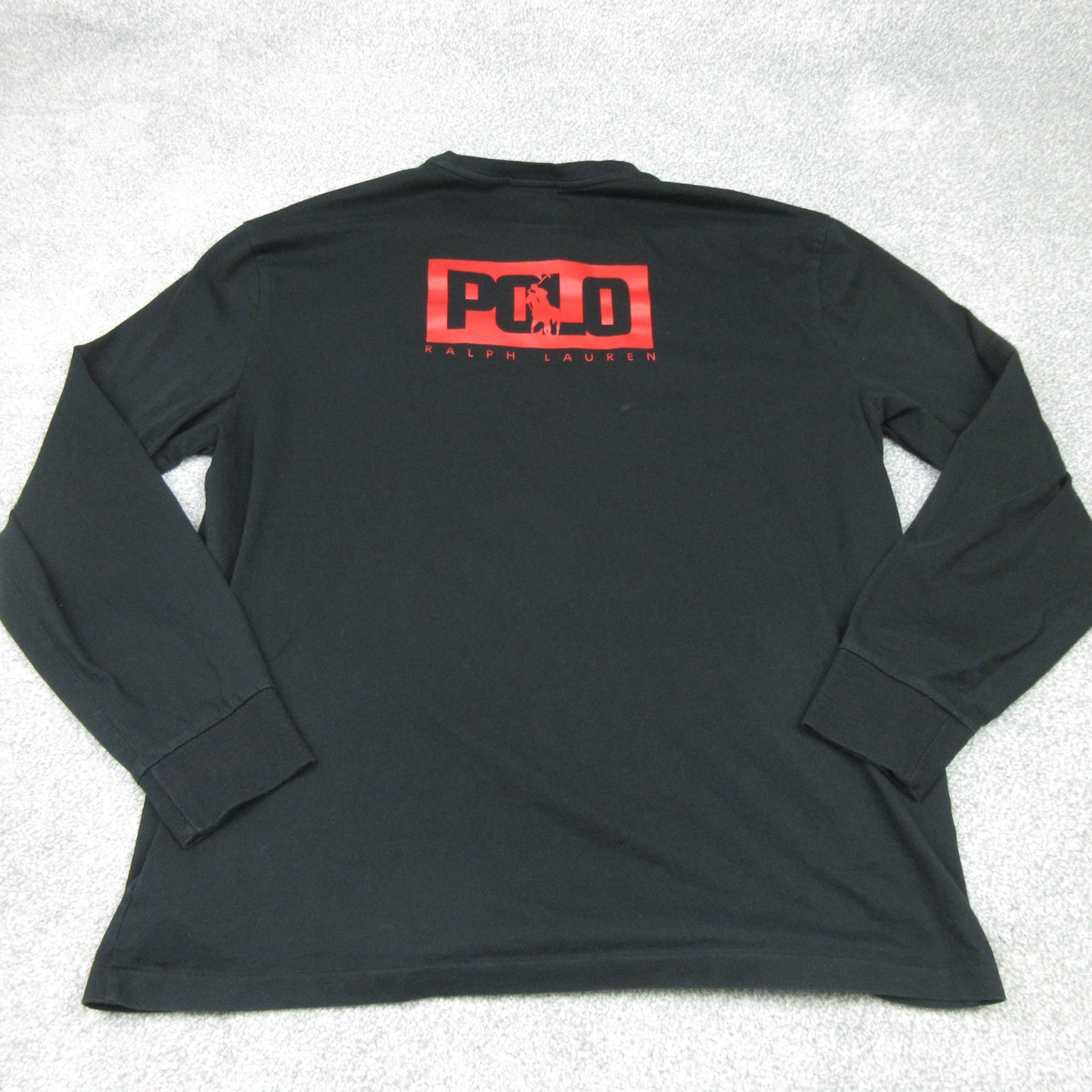 Ralph Lauren Shirt Mens Medium Black Embroidered Spell Out RL PRL Tee Crew 6411