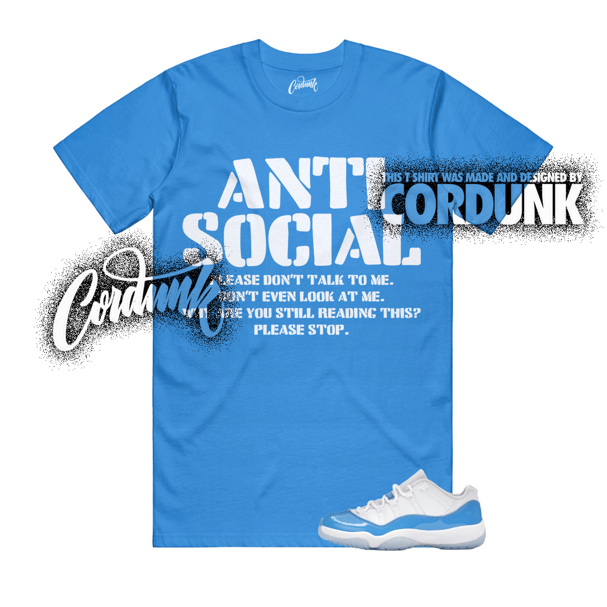 11 University Blue UNC White Light Sky Low T Shirt Match AS