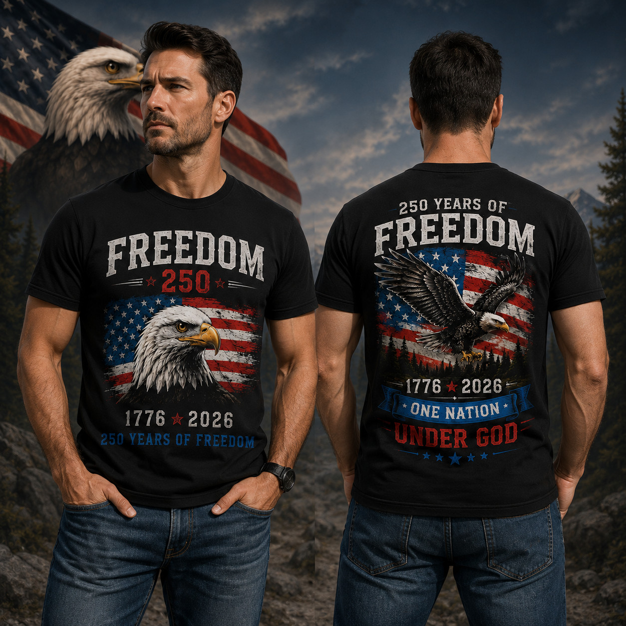 USA 250 Years Anniversary T-Shirt 1776-2026 Patriotic American Flag Tee (S-5XL)