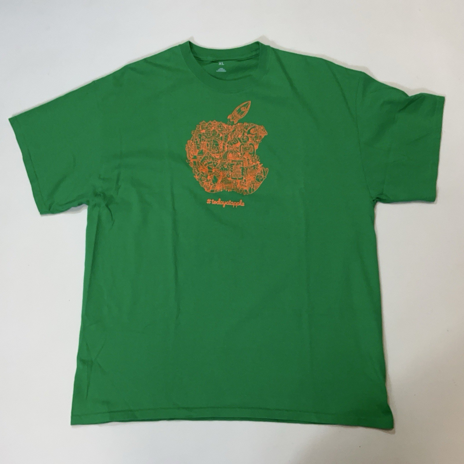 Today at APPLE Computer Tee SHIRT Green Crew Neck Cotton T Rocket Unisex XL